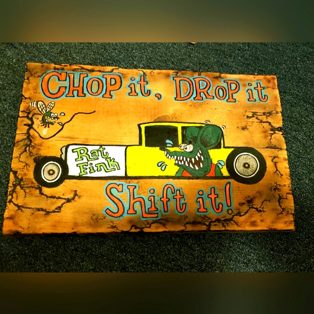 Hand painted Rat Fink Sign